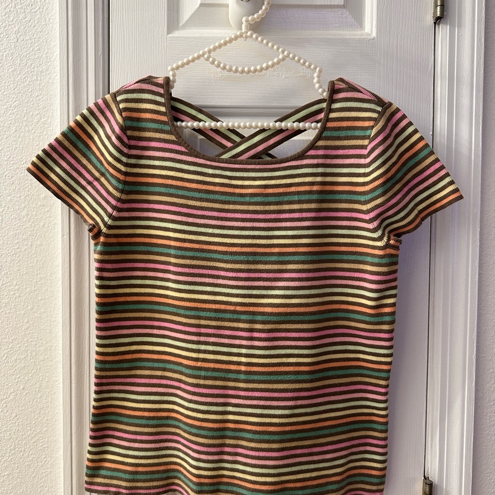 Talbots Multicolor Striped Short Sleeve Top
